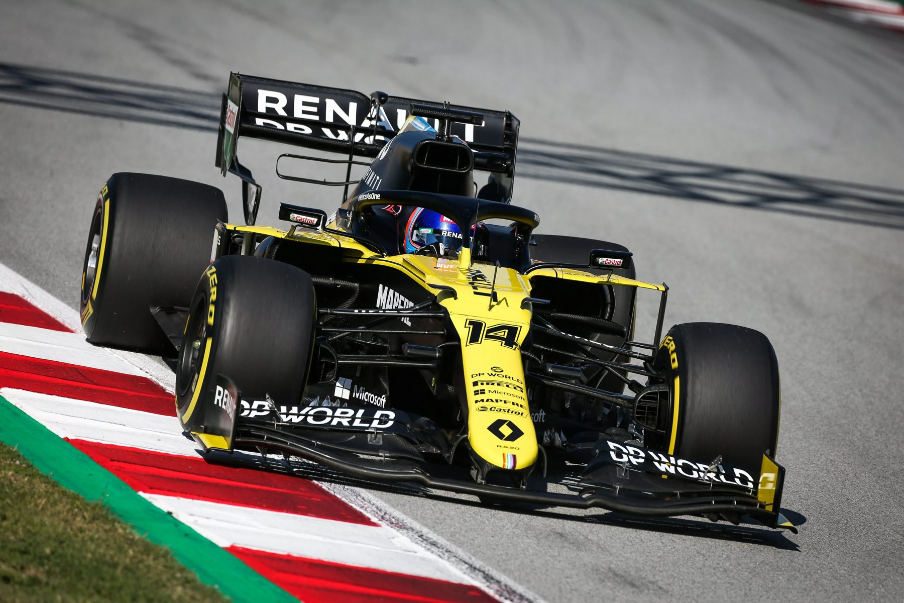 The Renault R.S.20 with DP World branding on the rear wing and front wing