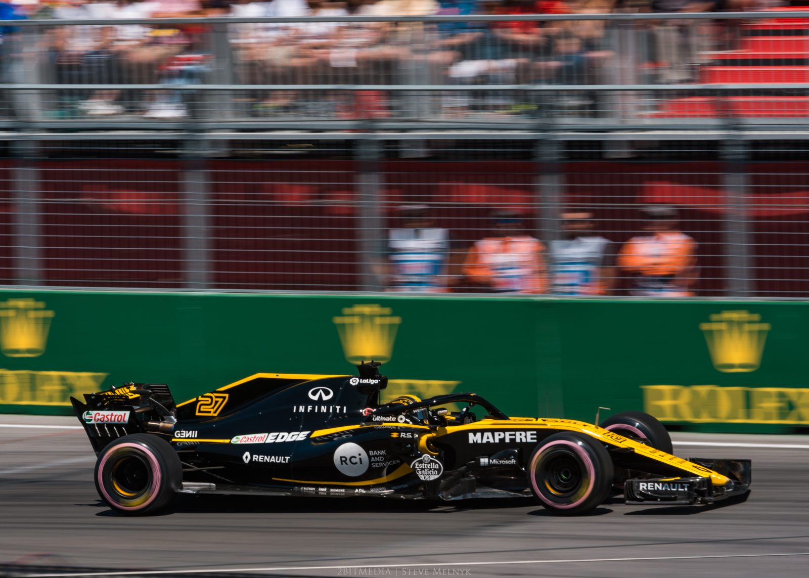 Renault R.S.18 at the 2018 Canadian Grand Prix with the LaLiga logo on the airbox