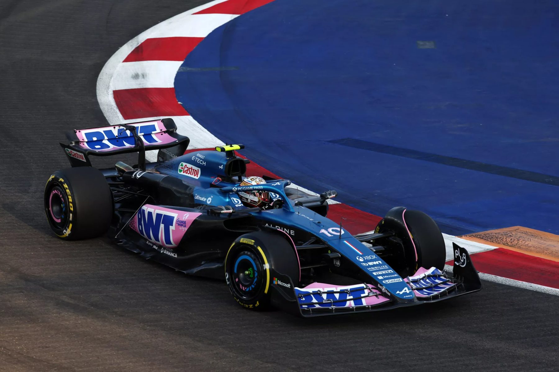The Alpine A523 with Xbox, PC Game Pass and Microsoft branding on the nose and front wing